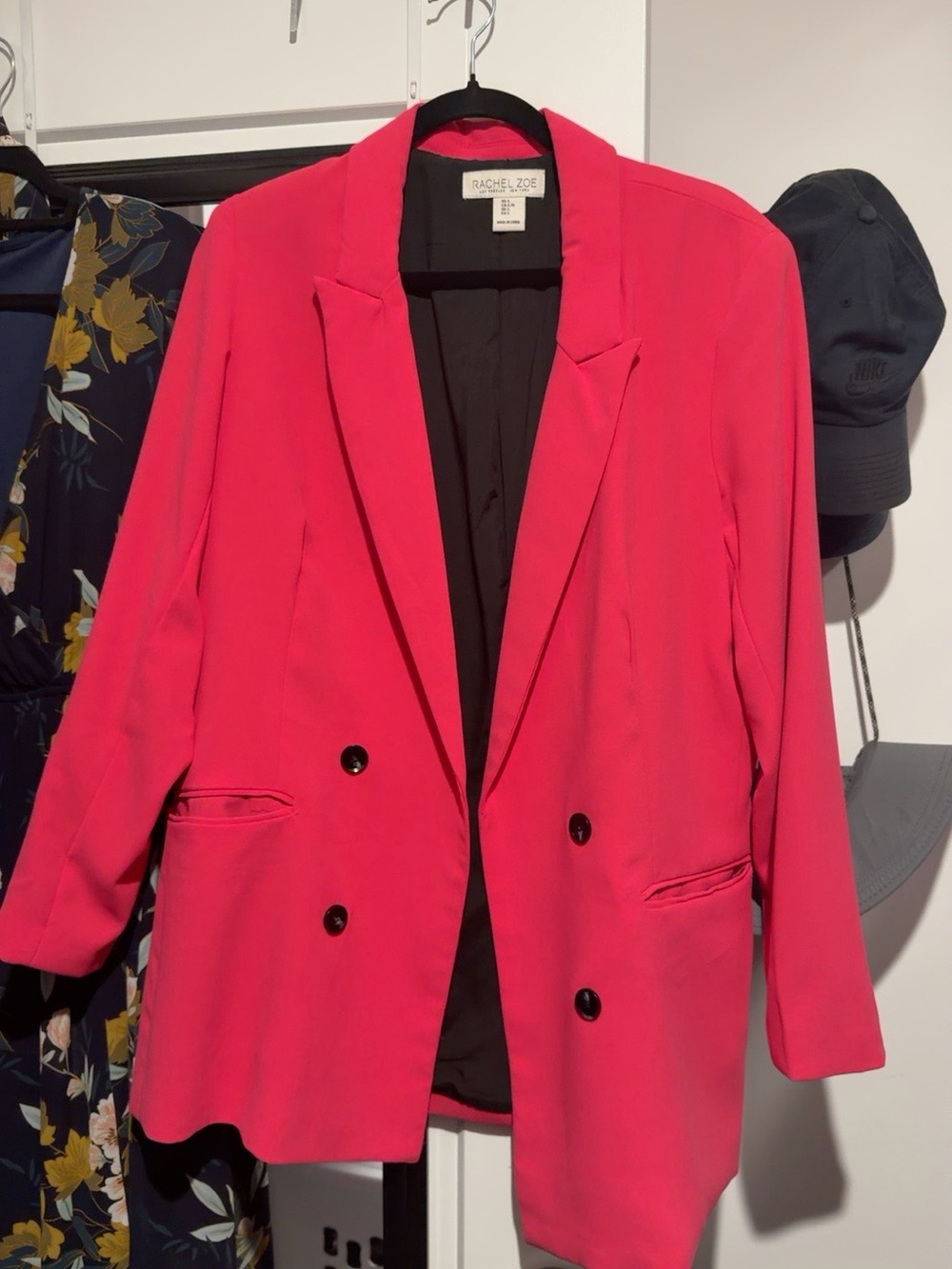 Rachel Zoe Vibrant Pink Double-Breasted Blazer